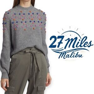 27 MILES MALIBU wool cashmere 
Deana Popcorn Sweater Gray Multi Size XS